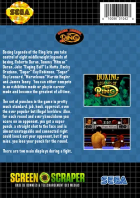 Boxing Legends of the Ring (USA) box cover back